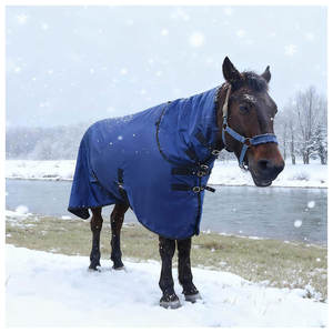 Couverture d'hiver pour cheval imperméable de haute qualité 1600D |   Couverture lourde avec enveloppe pour le cou et le ventre |   Housse de protection pour chevaux d'extérieur de 75 pouces - Product Image 2