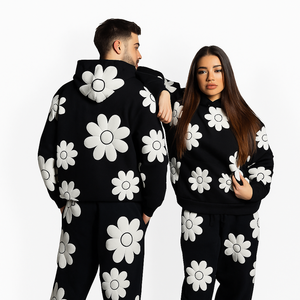 Ensemble de survêtement décontracté unisexe avec sweat à capuche et pantalon de jogging, imprimé uni, respirant, avec cordon de serrage, pour l'hiver, style streetwear et détente - Product Image 1