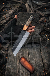 Cuchillo Santoku de Cocina de Acero al Carbono Personalizado OEM, Cuchillo de Chef Hecho a Mano para Cortar Carne de BBQ, Mango de Cuerno de Carnero, Regalo Ideal - Product Image 2