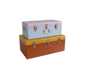 New Design <b>Storage</b> <b>Trunks</b> Stackable Classic Design with <b>Metal</b> Clasps for Sundries Organization Brown Yellow Lavender Blue - Product Image 1