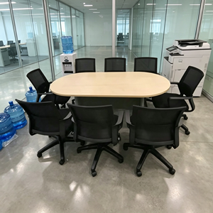 Oval <b>Extendable</b> Conference <b>Table</b> Chipboard Metal <b>Legs</b> Modern Office Furniture 12 Seater Commercial Use - Product Image 1