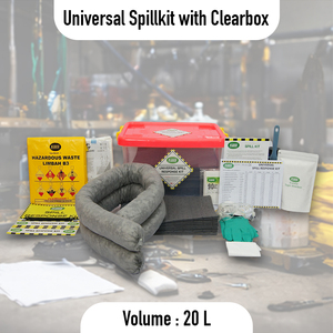 ชุดอุปกรณ์รับมือเหตุฉุกเฉิน SABER Universal Spill Response Kit ขนาด 20 ลิตร กล่องใส พร้อมแผ่นดูดซับ ถุงมือ และถุงเก็บของเสียอันตราย - Product Image 3