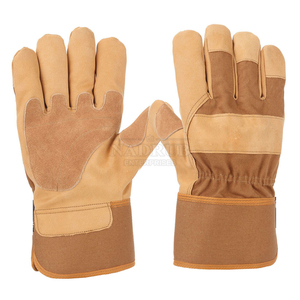 Leather Work <b>Gloves</b> With Texture Fingertips Elastic Wristband Anti-Slip General Purpose Canadian Rigger Safety <b>Gloves</b> - Product Image 1