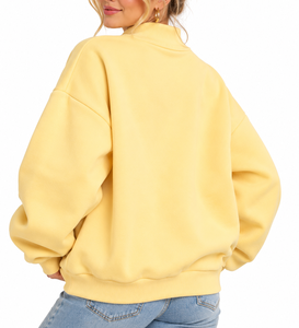 Custom <b>Women's</b> <b>Cream</b> Mock Neck Sweatshirt Christmas NOEL Letter Applique Embroidery Green Polka Dot Oversized Pullover - Product Image 3
