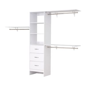 Sistema Moderno per Cabina Armadio con 3 Organizzatori in Legno Regolabili in Altezza e 3 Cassetti Estraibili per l'Organizzazione dell'Armadio - Product Image 1