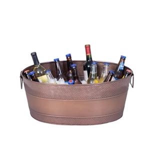 Bañera de cobre vintage con asas para fiestas y reuniones, perfecta para enfriar vino y cerveza - Product Image 1