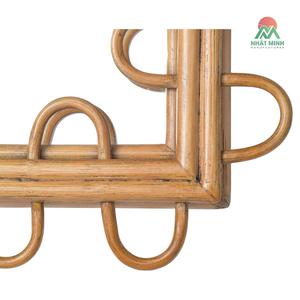 Mid-Century Style <b>Square</b> Rattan and Bamboo <b>Mirror</b> with Scalloped Edge - Product Image 2
