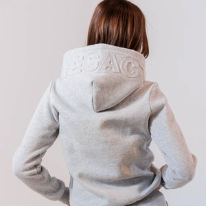 <b>Grey</b> Embossed Logo Hooded <b>Sweatshirt</b> Regular Fit Cotton French Terry Casual Unisex Autumn Wear Pocket Design - Product Image 2