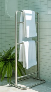 Portable Black Metal Towel Rack with Minimalist Design <b>Hanging</b> <b>Stand</b> for Bathroom Kitchen & Balcony-Durable Eco-Friendly - Product Image 4