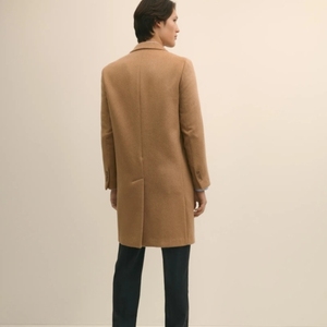 Abrigos de lana personalizados de otoño para hombre y mujer, de doble botonadura con cinturón, estilo casual, de color sólido. - Product Image 2