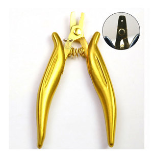 Pince à micro-anneaux légère en acier inoxydable doré, réutilisable, avec poignée antidérapante, pour extensions capillaires et sertissage de perles - Product Image 1