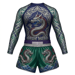 Conjunto de Pantalones Cortos de Muay Thai Personalizados, Equipo de Boxeo, Pantalones de Kickboxing, Traje de MMA, Rashguard, Marca Privada OEM - Product Image 1