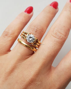 IGI/GIA Lab Grown Cut Diamond Vintage 14K Anillo de boda/compromiso amarillo Unisex Oro blanco fino para fiesta de aniversario-Worthy - Product Image 3