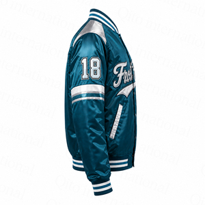 Custom Satin Varsity <b>Jacket</b> Mens <b>Vintage</b> <b>Bomber</b> <b>Jacket</b> Windproof Applique Embroidery Satin <b>Jacket</b> - Product Image 2