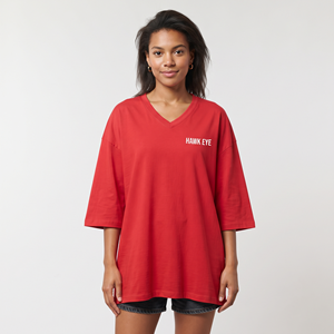 Custom Logo Women's Oversized V- Neck T Shirt Longline Three Quarter Sleeve <b>Dropped</b> Shoulder Breathable Cotton Tee - Product Image 5
