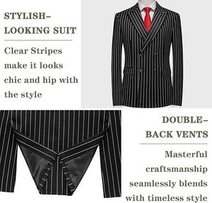 Traje de Hombre de Pana con Cuello Mao y Rayas Finas, Estilo Británico, Corte Regular, Transpirable, Antiencogimiento, de Poliéster - Product Image 3