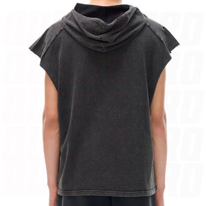 เสื้อกล้ามมีฮู้ดผู้ชายคุณภาพสูง ทรงบ็อกซี่ สไตล์ฮิปฮอป วินเทจ สตรีทแวร์ แต่งดีเทลขาดๆ แบบโอเวอร์ไซส์ ทรงเข้ารูปโชว์กล้ามเนื้อ - Product Image 6