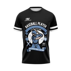 เสื้อเบสบอลคอกลมแขนสั้น โพลีเอสเตอร์ 100% ระบายอากาศ แห้งเร็ว พิมพ์ลายแบบซับลิเมชั่น หมายเลขและชื่อผู้เล่นตามสั่ง OEM/ODM - Product Image 1