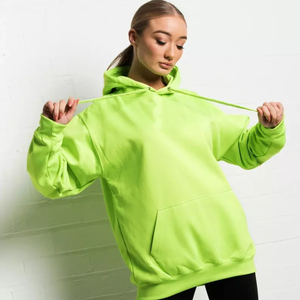 Sudadera con Capucha Verde Lima para Mujer, Oversize, de Algodón y Felpa, con Bolsillos, para Otoño, Corte Regular - Product Image 5