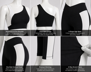 Women One Shoulder Yoga Set High Waist <b>Leggings</b> Sports Bra Fitness Workout Activewear Custom OEM Wholesale - Product Image 4