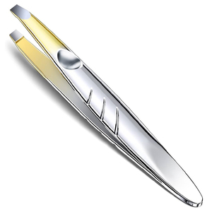 Eyebrow Tweezers Slanted Tips High Quality Stainless Steel Custom Logo Reusable Eyebrow Hair Removal <b>Makeup</b> <b>Tools</b> - Product Image 6