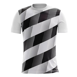 Maillot de football sublimé pour homme, col rond, manches courtes, polyester anti-humidité, design rayé, vêtements de sport toutes saisons - Product Image 3