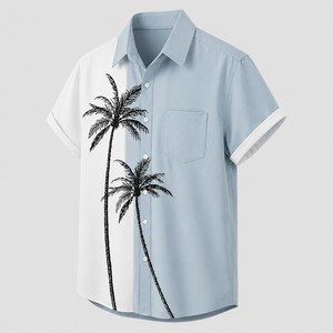 Chemise décontractée pour homme bicolore à manches courtes avec boutons recouverts d'imprimés personnalisés, tissu respirant et à séchage rapide, écologique - Product Image 6
