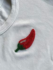 T-shirt en coton court de luxe à pampilles perlées, brodé, pour femme, avec perles mobiles double face, tendance - Product Image 4