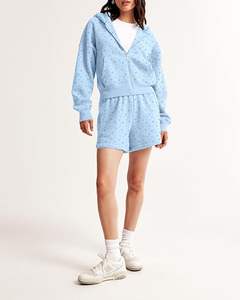 Sudadera con capucha corta con cremallera para mujer, de ajuste holgado, de forro polar, estilo Y2K, con estampado floral pequeño, tipo jersey, ropa estética para chicas, otoño - Product Image 4