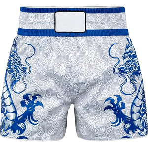 Blue <b>Dragon</b> Printed Kung Fu Shorts Men Adult Quick Dry Polyester Martial Arts Wear Regular Fit Short Style - Product Image 1