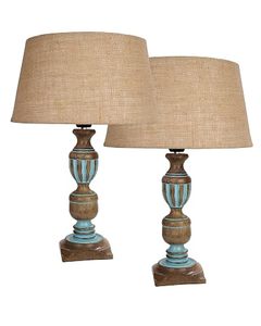 Vintage Wooden Table Lamp Burlap Shade Accent Floor Lamp Rustic Farmhouse <b>Bedside</b> <b>Reading</b> <b>Light</b> - Product Image 4