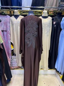 Summer <b>sale</b> Modest Dubai Beaded Sequined Long Sleeve Abaya Muslim Traditional Handmade Wedding Women Polyester Breathable O Neck - Product Image 2