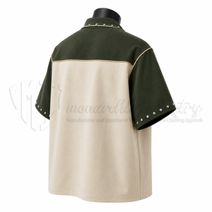 Spring Oversize <b>Black</b> Clothing Manufacturer Custom Logo High Quality Breathable Wholesale <b>Men's</b> Full Zipper <b>Short</b>-<b>sleeved</b> <b>Shirt</b> - Product Image 5