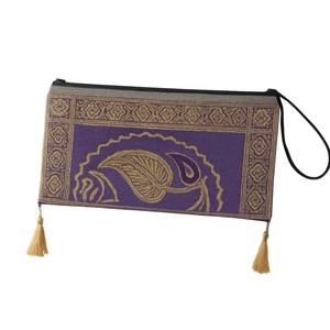 Lavender Banarasi <b>Art</b> Zipper Clutch Hand Bag Available for Affordable Price from India - Product Image 1