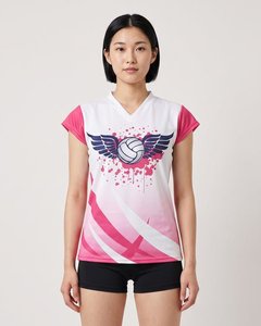Maillots de volley-ball personnalisés avec logo, respirants, col en V pour femmes, pour équipes sportives, prix abordable - Product Image 1
