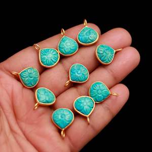 Colgante de flor de turquesa azul AAA, colgante de plata de ley 925 tallado a mano con piedras preciosas, colgante de corazón para hacer joyas, 12 mm - Product Image 5