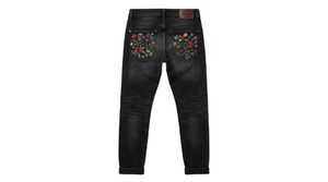 Vaqueros negros rasgados y desgastados para hombre, corte recto, ajuste medio-estrecho, con agujeros en las rodillas, lavado enzimático, estilo urbano, casual, motero, personalizados OEM - Product Image 2