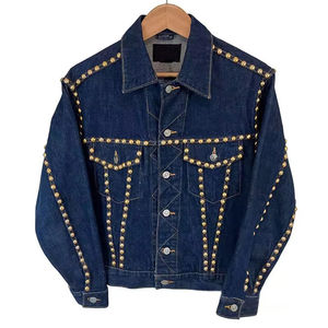 Veste en jean longue extensible sur mesure pour homme, en coton, unie, avec strass, pour l'hiver – Vente en gros - Product Image 1