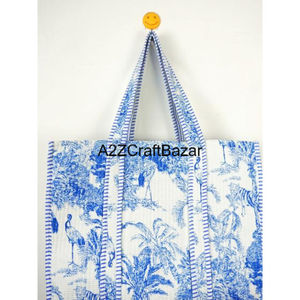 Sac fourre-tout en coton rayé pour femme, grande taille avec longue poignée, pour voyage, plage, rangement et exposition, Rajasthan A2ZCraftBazar - Product Image 5