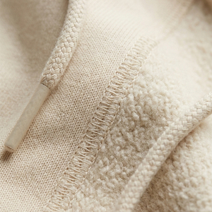 Sweat à capuche surdimensionné de qualité supérieure, blanc crème, impression de logo personnalisée, en molleton de coton, fabrication OEM ODM, vente en gros - Product Image 5