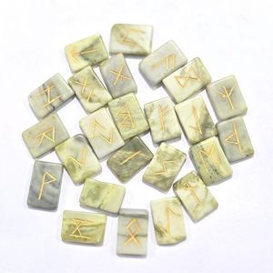 Juego de Piedras Rúnicas de Serpentina Natural, Hermosas Piedras de Cristal Futhark, Hechas a Mano, Amuleto de Amor Feng Shui, Ágata Muntaha Grabada, Piedra Curativa - Product Image 3