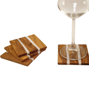 Juego de posavasos de madera natural, hechos a mano, rústicos, de rodajas de madera, para mesa de café, ecológicos, con borde natural. - Product Image 3