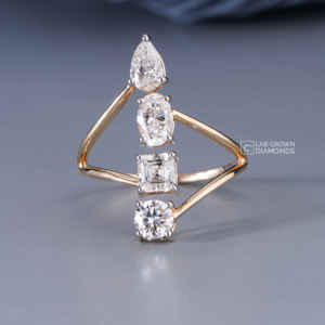 แหวนมอยส์ซาไนต์ทรงรีรูปหยดน้ำประดับมรกตทองคำขาว 14K สำหรับผู้หญิง หรูหรา น้ำหนักรวม 1.53 กะรัต น้ำหนัก 2.59 กรัม เครื่องประดับชั้นดี - Product Image 3