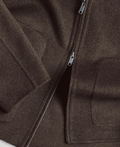 Chaqueta de lana marrón de alta calidad para hombre con cremallera, cuello alto, gruesa, informal, de invierno, estilo urbano, transpirable, con estampado de letras - Product Image 5
