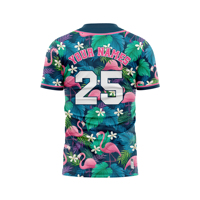 Jersey de Béisbol Vintage con Estampado Personalizado de Miami, Cuello Redondo con Botones, Tops Deportivos para Equipos y Eventos, Sin Costuras
