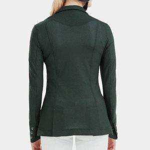 Green Polyester & Cotton Riding Jacket with Leather Details for Show Jumping <b>Equestrian</b> Wear Custom Logo - Product Image 4