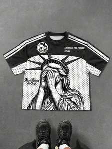 T-shirt de sport unisexe surdimensionné en maille avec imprimé graphique streetwear, vente en gros, fournisseur OEM 2026 - Product Image 2