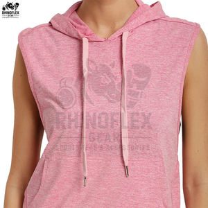 Camiseta sin mangas con capucha de algodón de secado rápido para gimnasio, running, culturismo y fitness para mujer - Product Image 6