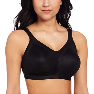 Soutien-gorge de sport noir pour femme avec design en V et bretelles larges pour la gym, le fitness, l'entraînement et la course à pied, toutes tailles - Product Image 1