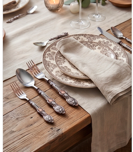 High Quality <b>Vintage</b> Design <b>Cutlery</b> Set Elegant Stainless Steel Flatware Timeless Kitchen Dining Essentials Luxury Tableware - Product Image 5